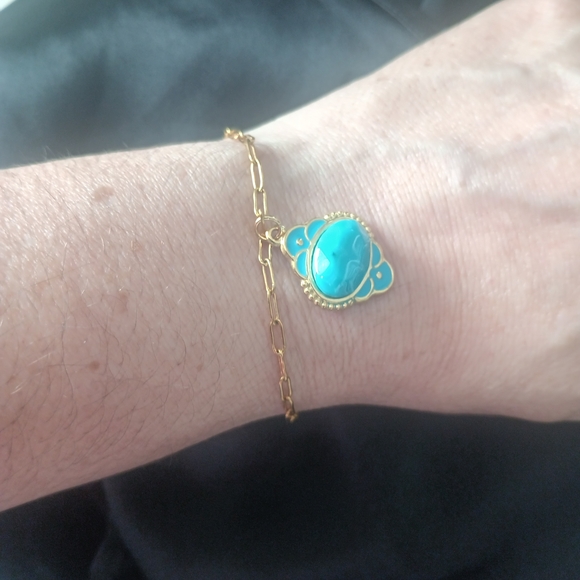 Gold and Turquoise Bracelet - Picture 3 of 5